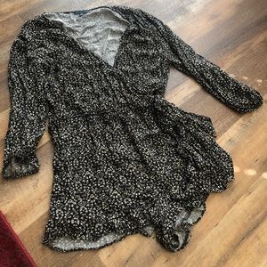 American Eagle Ruffle Short Wrap Romper